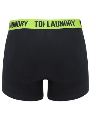 Railway (2 Pack) Striped Boxer Shorts Set in Laundered Green / Navy - Tokyo Laundry