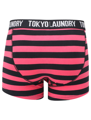 Railway (2 Pack) Striped Boxer Shorts Set in Shocking Pink / Navy - Tokyo Laundry