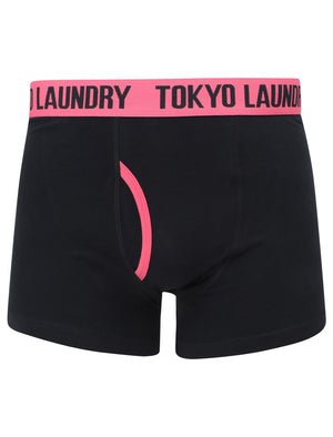 Railway (2 Pack) Striped Boxer Shorts Set in Shocking Pink / Navy - Tokyo Laundry
