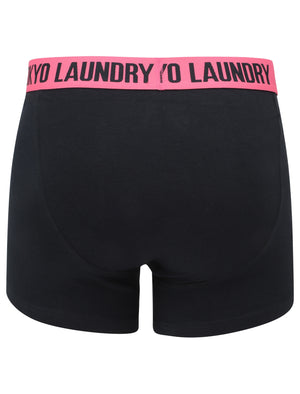 Railway (2 Pack) Striped Boxer Shorts Set in Shocking Pink / Navy - Tokyo Laundry