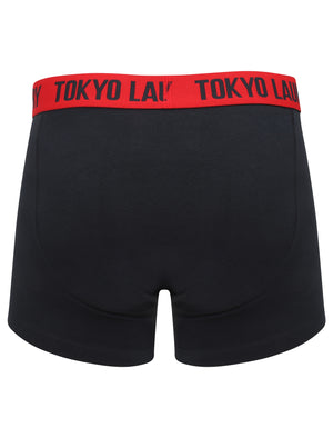 Railway (2 Pack) Striped Boxer Shorts Set in Tokyo Red / Navy - Tokyo Laundry
