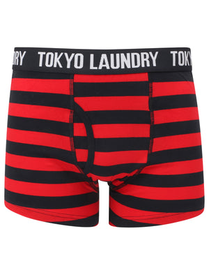 Railway (2 Pack) Striped Boxer Shorts Set in Tokyo Red / Navy - Tokyo Laundry