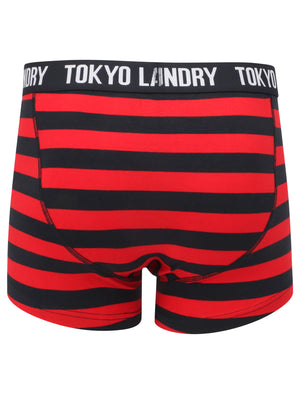 Railway (2 Pack) Striped Boxer Shorts Set in Tokyo Red / Navy - Tokyo Laundry