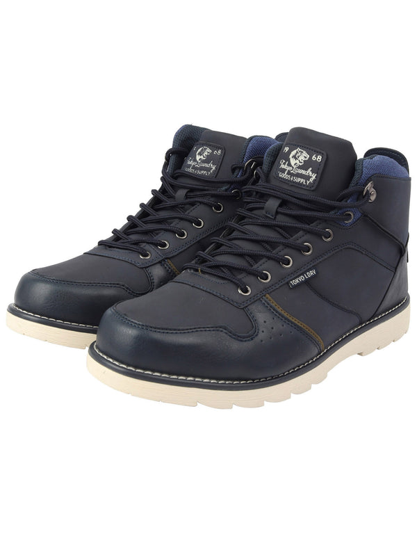 Ranger One Lace Up Faux Leather Boots in Sargasso Blue - Tokyo Laundry