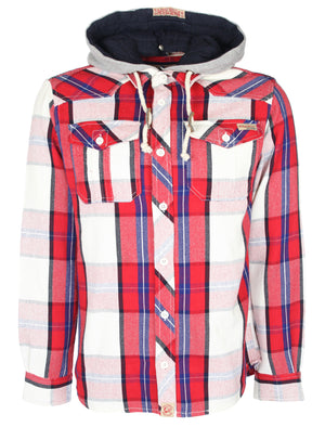 Redfield checked hooded shirt in red - Tokyo Laundry