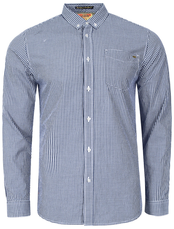 Requiem Gingham Shirt in True Navy - Tokyo Laundry