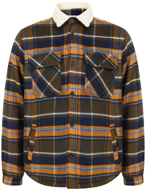 Retford Borg Lined Checked Brush Flannel Overshirt Jacket in Grape Leaf - Tokyo Laundry
