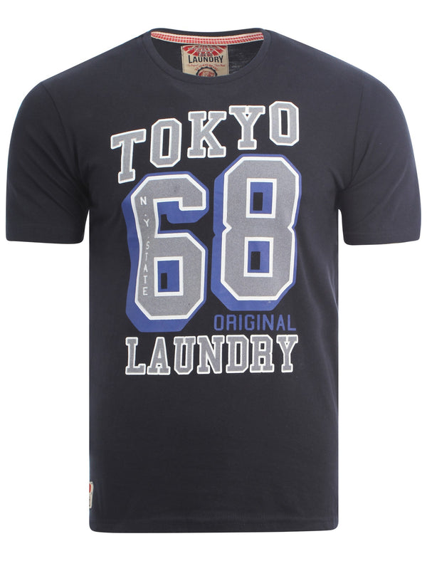 Tokyo Laundry Retro Varsity navy t-shirt