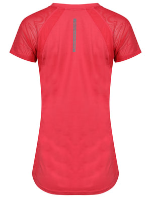 Retton Mesh Panel Stretch Jersey T-Shirt in Rouge Red - Tokyo Laundry Active