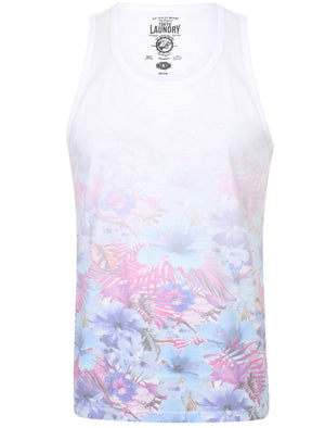 Riser Faded Tropical Print Vest Top In Optic White - Tokyo Laundry