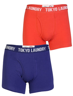 Mens Tokyo Laundry Harper (2 Pack) Boxer Shorts Violet Blue & Paprika