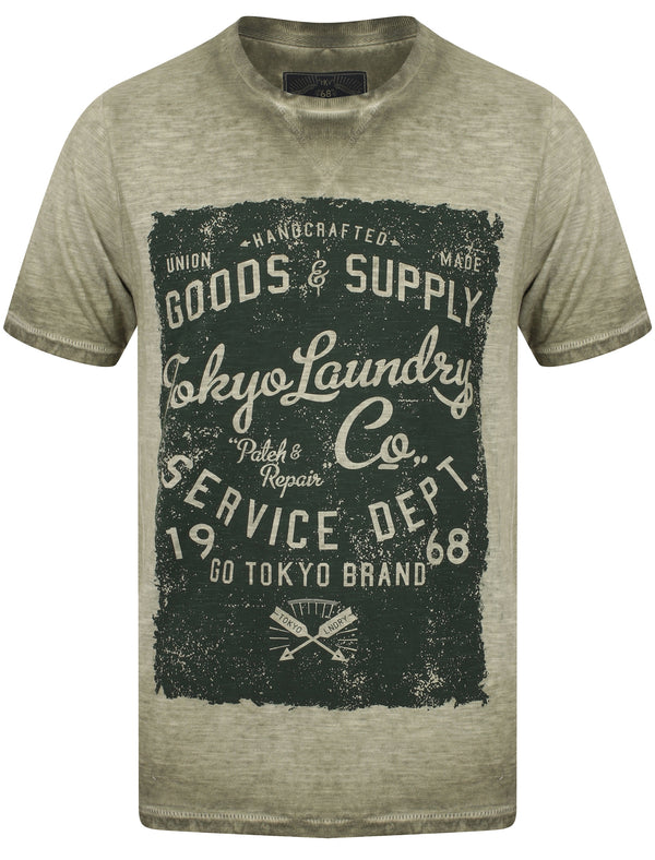 Rochester Springs Slub Motif T-Shirt In Dusty Olive - Tokyo Laundry