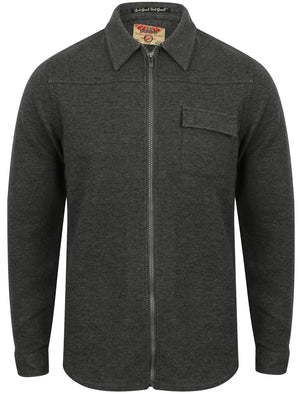 Rockfield Zip Through Sweat with Collar in Charcoal Marl - Tokyo Laundry