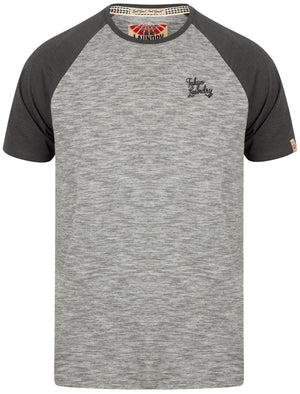 Rollingwood Raglan Sleeve Baseball T-Shirt In Dark Grey Marl - Tokyo Laundry