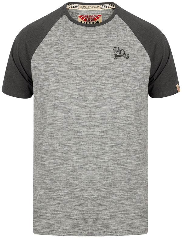 Rollingwood Raglan Sleeve Baseball T-Shirt In Dark Grey Marl - Tokyo Laundry
