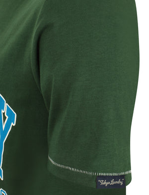 Rookie Short Sleeve Cotton T-Shirt In Dark Green - Tokyo Laundry