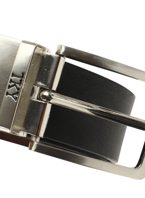 Black PU Leather Belt with Silver Buckle