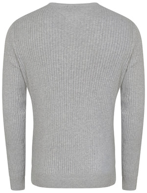 Rushmore Henley Ribbed Jumper in Light Grey Marl - Tokyo Laundry