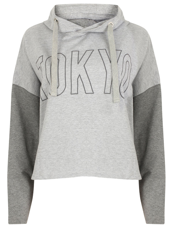 Sadie Cropped Oversized Hoodie In Light Grey Marl - Tokyo Laundry