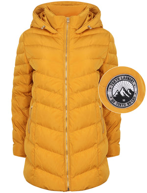 Safflower Longline Quilted Puffer Coat In Old Gold - Tokyo Laundry