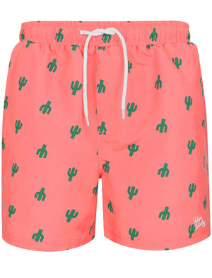 Saiph Cactus Print Swim Shorts In Confetti Pink - Tokyo Laundry