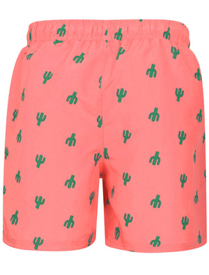 Saiph Cactus Print Swim Shorts In Confetti Pink - Tokyo Laundry