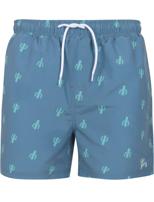 Saiph Cactus Print Swim Shorts In Federal Blue - Tokyo Laundry