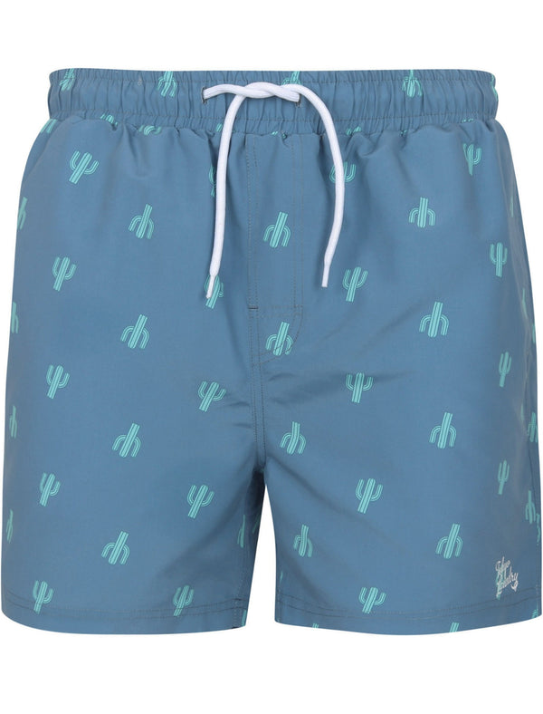 Saiph Cactus Print Swim Shorts In Federal Blue - Tokyo Laundry