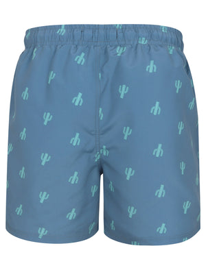 Saiph Cactus Print Swim Shorts In Federal Blue - Tokyo Laundry