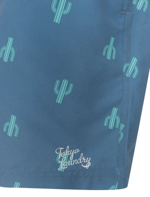 Saiph Cactus Print Swim Shorts In Federal Blue - Tokyo Laundry