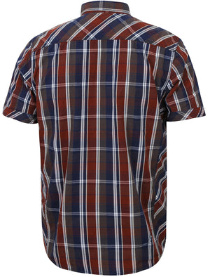 Santos Short Sleeve Checked Shirt in Red Mahogany - Tokyo Laundry