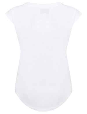 Womens Cotton T-Shirt with Turn-Up Sleeves In Optic White - Tokyo Laundry