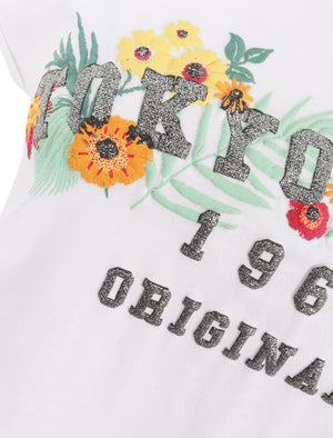 Womens Cotton T-Shirt with Turn-Up Sleeves In Optic White - Tokyo Laundry