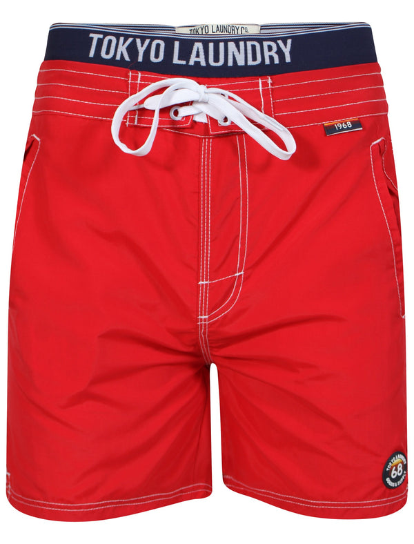 Schader Swim Shorts with Waistband Insert in Red - Tokyo Laundry