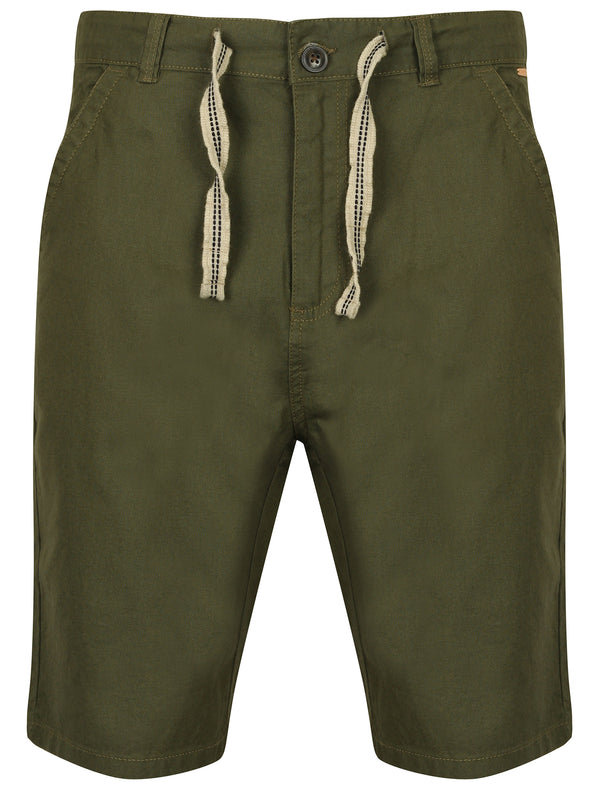 Shadow Drawstring Cotton Linen Shorts in Amazon Khaki - Tokyo Laundry