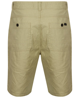 Shadow Drawstring Cotton Linen Shorts in Stone - Tokyo Laundry