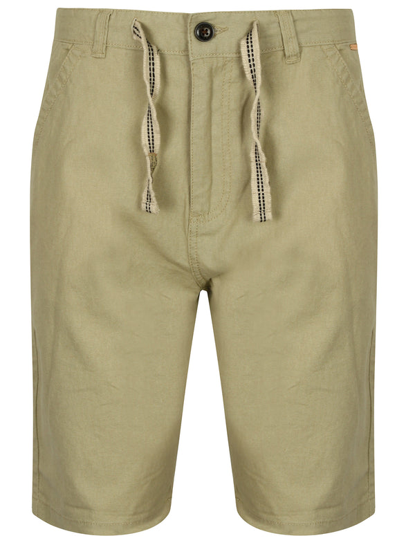 Shadow Drawstring Cotton Linen Shorts in Stone - Tokyo Laundry