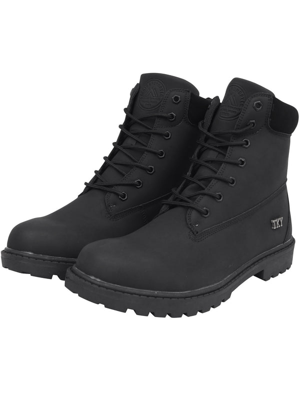 Sirius Faux Leather Lace Up Hiking Style Boots in Black - Tokyo Laundry