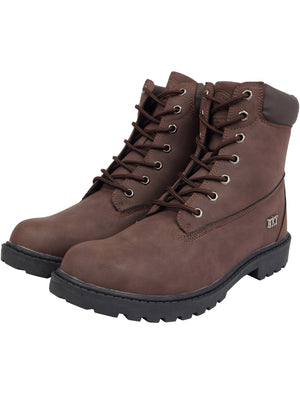 Sirius Faux Leather Lace Up Hiking Style Boots in Brown - Tokyo Laundry