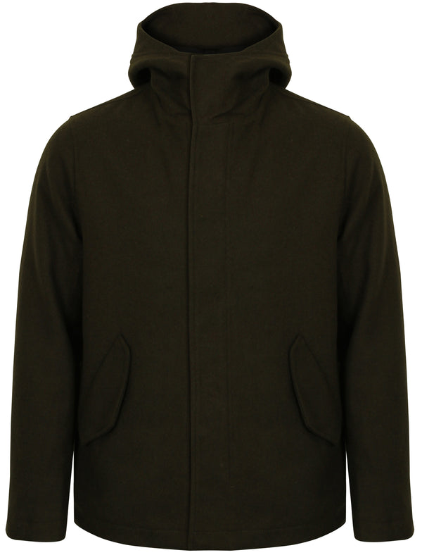 Sylvania Hooded Wool Blend Coat in Khaki Marl - Tokyo Laundry