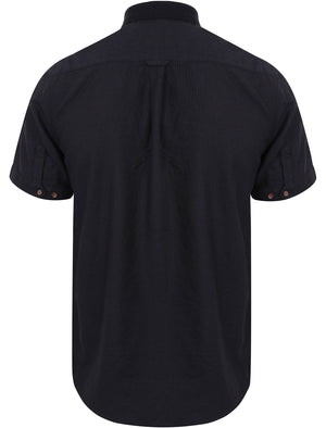 Sorin Dot Jacquard Short Sleeve Shirt with Collar in Navy - Tokyo Laundry