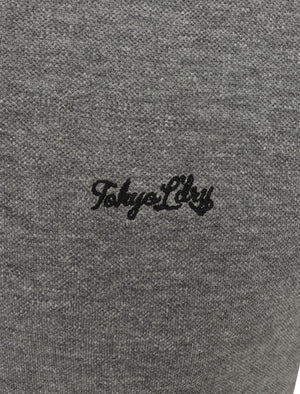 Southpaw Cotton Pique Polo Shirt with Contrast Trims In Mid Grey Marl - Tokyo Laundry
