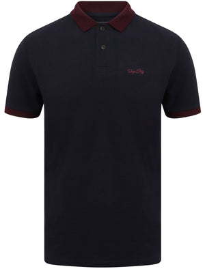 Southpaw Cotton Pique Polo Shirt with Contrast Trims In Navy - Tokyo Laundry