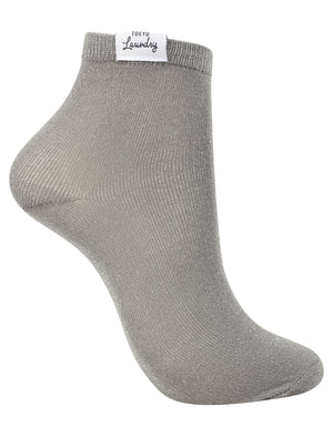 Sparkle (2 Pack) Metallic Glitter Ankle Socks in Grey / Navy - Tokyo Laundry