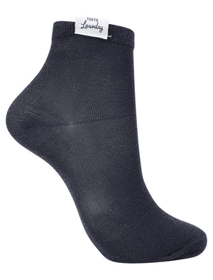 Sparkle (2 Pack) Metallic Glitter Ankle Socks in Grey / Navy - Tokyo Laundry