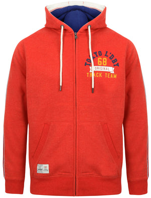 Springbrook Zip Through Hoodie with Tape Detail In Red Marl - Tokyo Laundry
