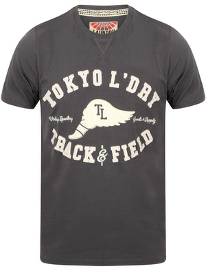 Springfield Motif Cotton T-Shirt In Slate - Tokyo Laundry