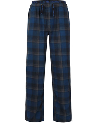 Stamford Flannel Checked Lounge Pants In Estate Blue - Tokyo Laundry