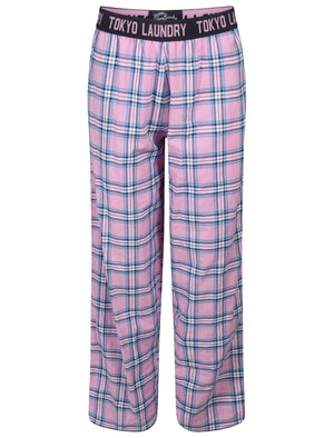 Stephanie Checked Print Cotton Lounge Pants in Lilac Mist - Tokyo Laundry
