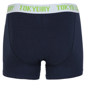 Sterndale (2 Pack) Striped Boxer Shorts Set in Optic White / Laundered Green - Tokyo Laundry
